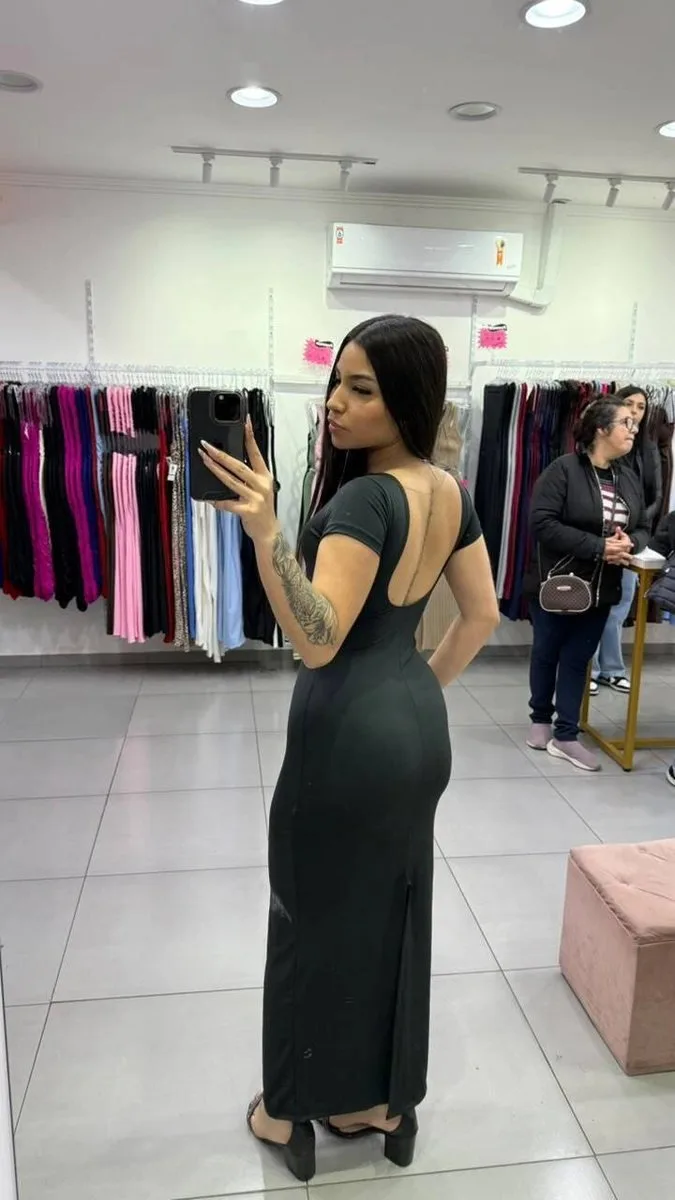 Vestido suplex Longo Costas Abertas PRETO - foto 2