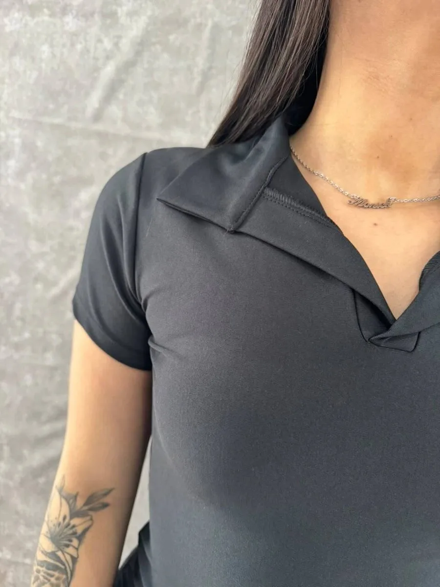 Blusa Gola Polo Em Suplex Preta - foto 2