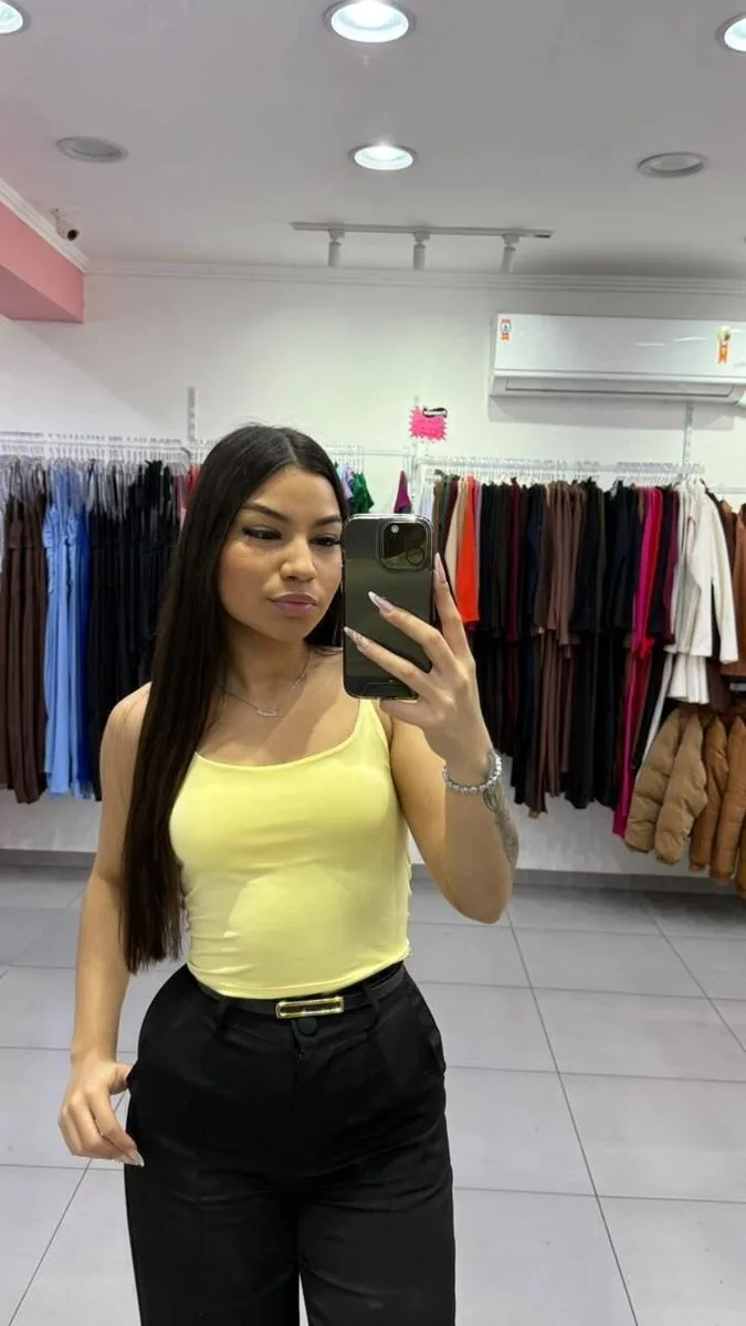 Cropped Alcinha Fina Amarelo - foto 1