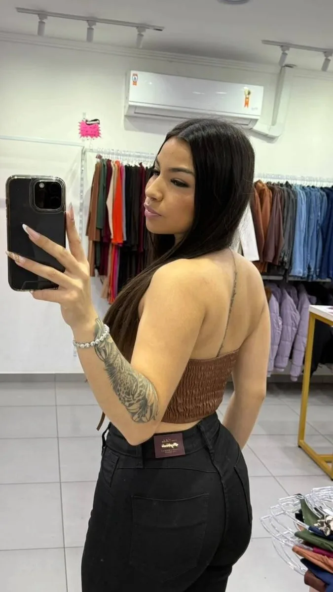 Corset de Courino Decote em V Trançado na Frente Caramelo - foto 2