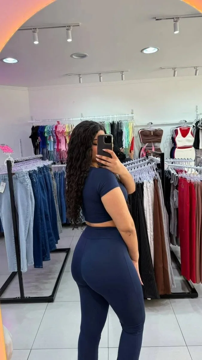Conjunto Poliamida Gola Quadrada Com Calça Fler azul - foto 2