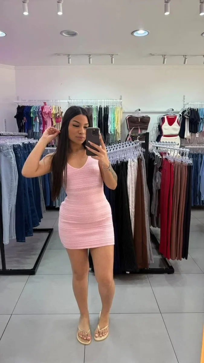 Vestido Luxxo De Alcinha Em Tricô rosa claro - foto 1