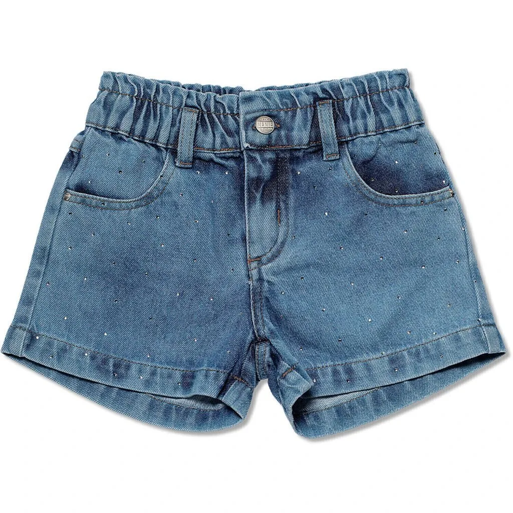 Short Jeans Infantil Feminino com Strass Mania Kids - foto 2
