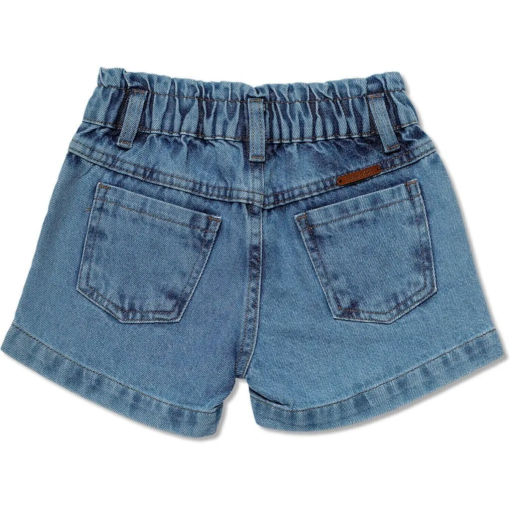 Short Jeans Infantil Feminino com Strass Mania Kids - foto 3