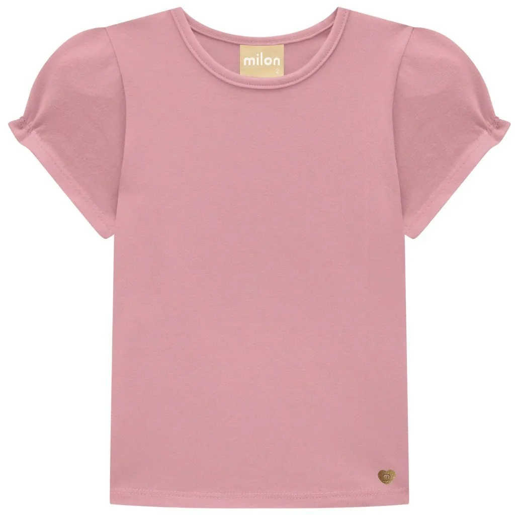 Blusa Infantil Menina Liso Milon - Rosa - foto 1