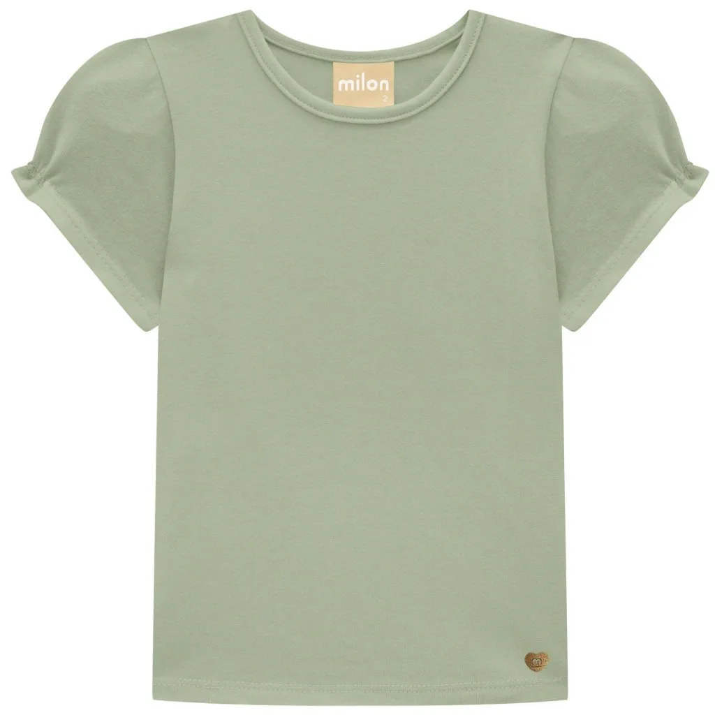 Blusa Infantil Menina Liso Milon - Verde salvia - foto 1