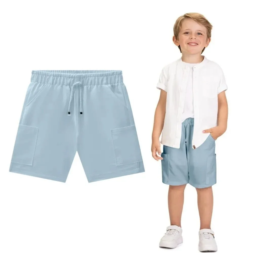 Bermuda Infantil Menino Milon em Linho com Bolsos Laterais - Azul claro - foto 2