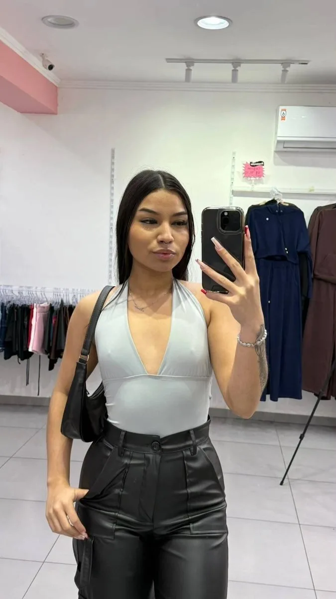 Body Poliamida Amarração Twist Glamour Cinza - foto 1