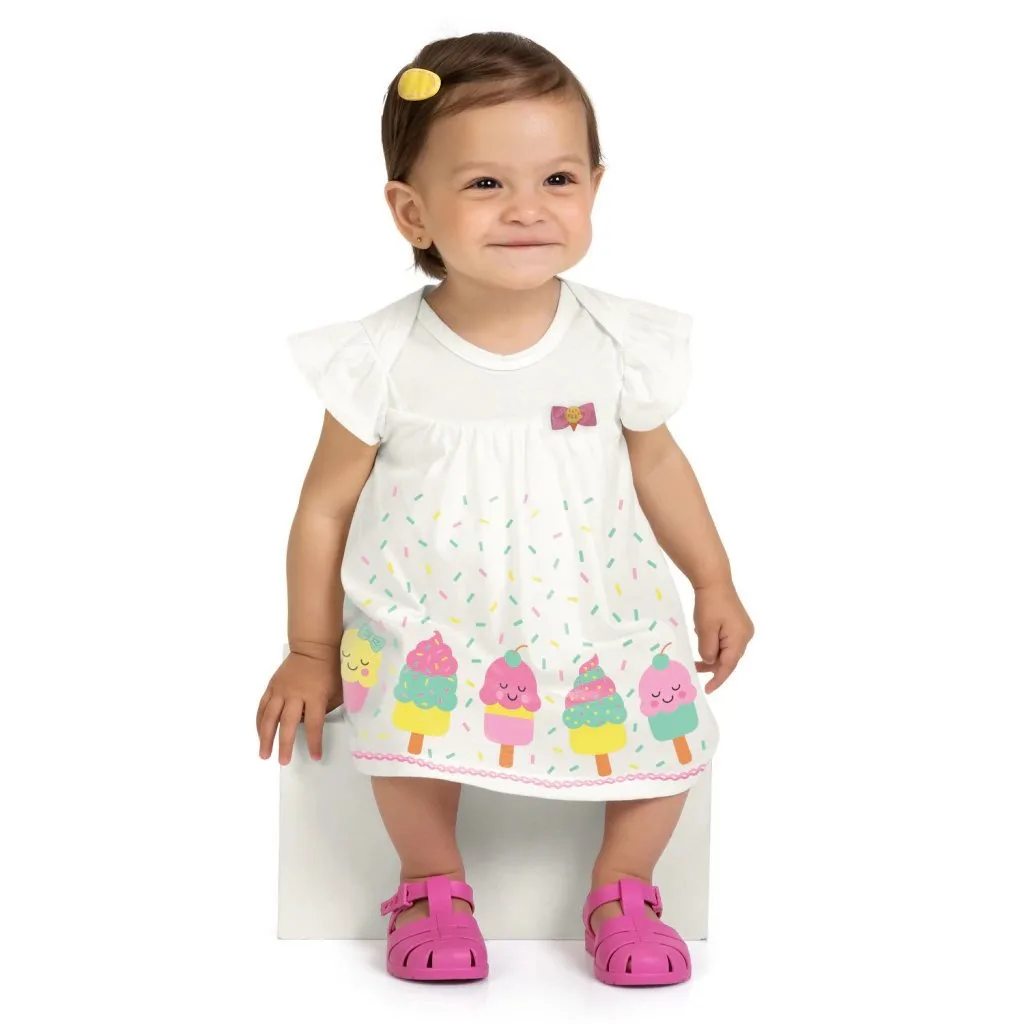Vestido Bebê Menina Picolés Kyly - foto 1