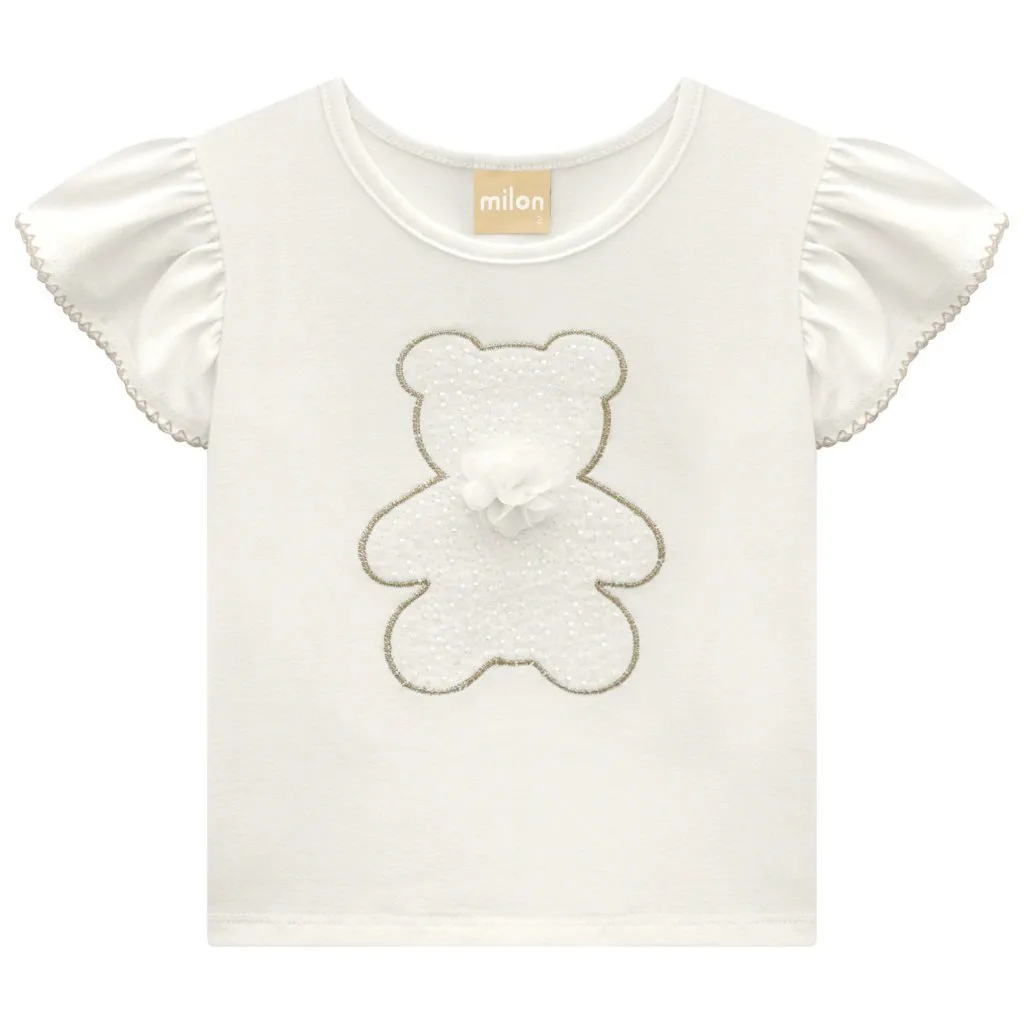 Blusa Infantil Menina Ursinho Milon - Off white - foto 1