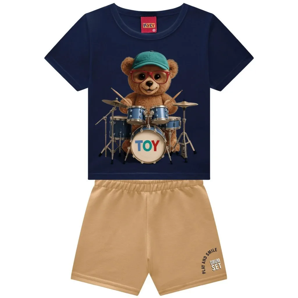 Conjunto Infantil Menino Ursinho Kyly - Marinho - foto 1