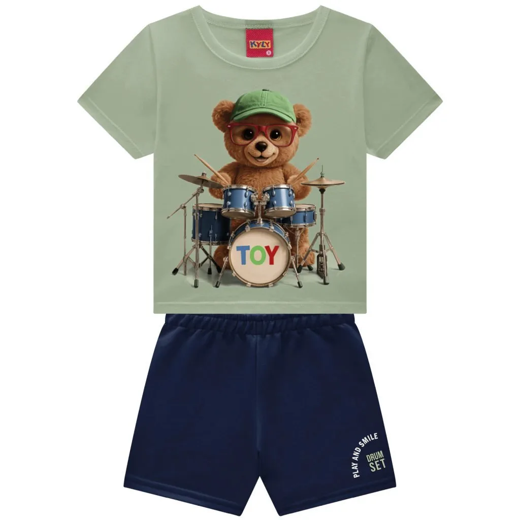 Conjunto Infantil Menino Ursinho Kyly - Verde - foto 1