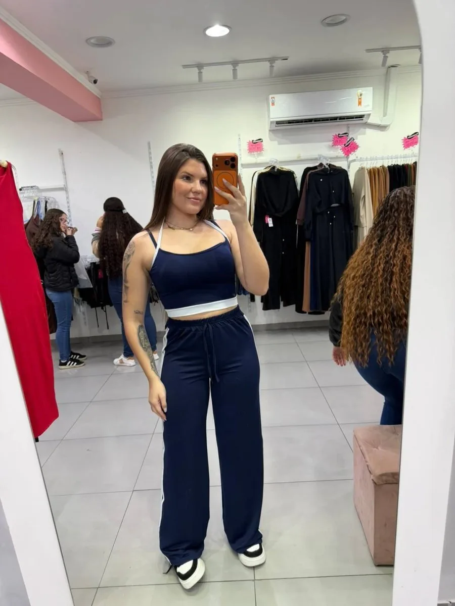 Conjunto Suplex Top e Calça Shape Azul Forte - foto 1