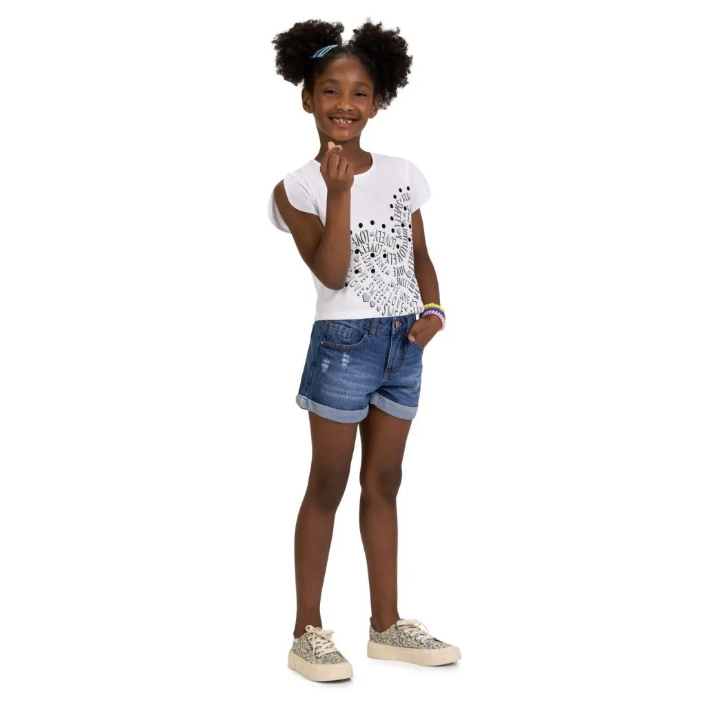Blusa Cropped Infantil Menina com Strass Kyly - foto 1