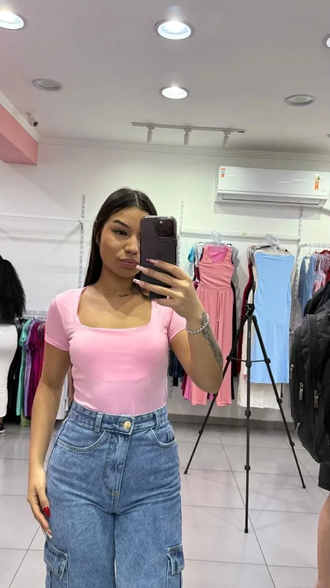 Body Chic Gola Quadrada Rosa Fraco - foto 1