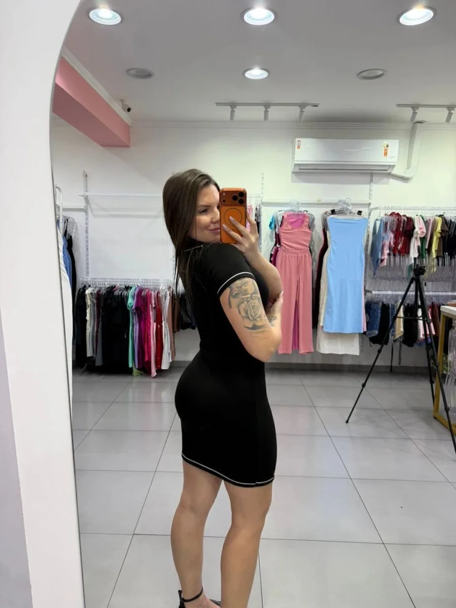 Vestido Modal Midi All Black Com Gola V - foto 2