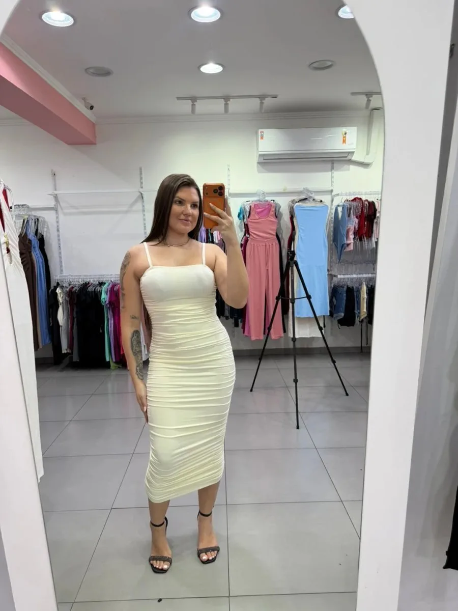 Vestido Suplex Premium Ançinha Fina Branco - foto 1
