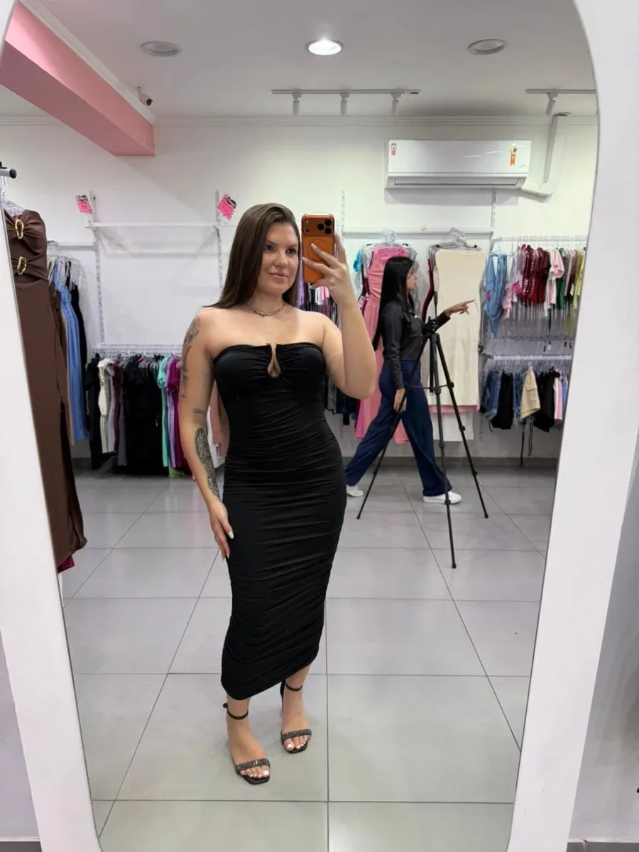 Vestido Longo Suplex Premium Preto - foto 1