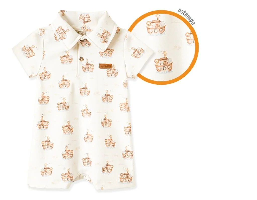 Macacão Curto Pingo Lelê Masculino Arca de Noé Gola Polo - foto 2