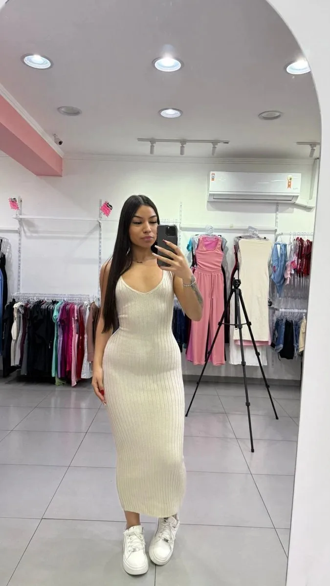 Vestido Modal Luxxo Traçado Nas Costas Nude - foto 1