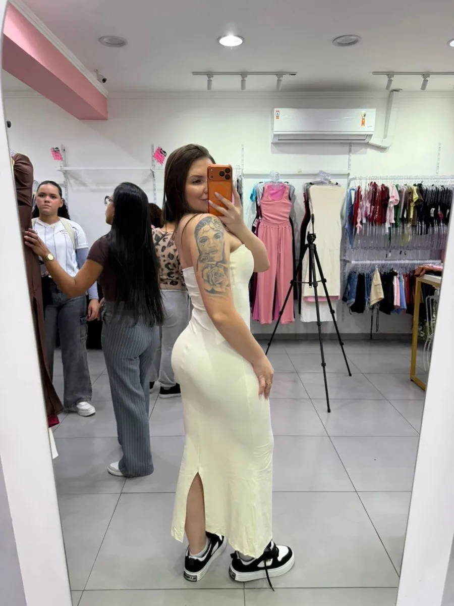 Vestido Poliamida Longo Tomara Que Caia Elegance Fenda Na Lateral Branco - foto 2