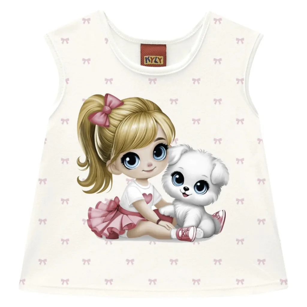 Regata Kyly Infantil Menina Estampa - Off white - foto 1