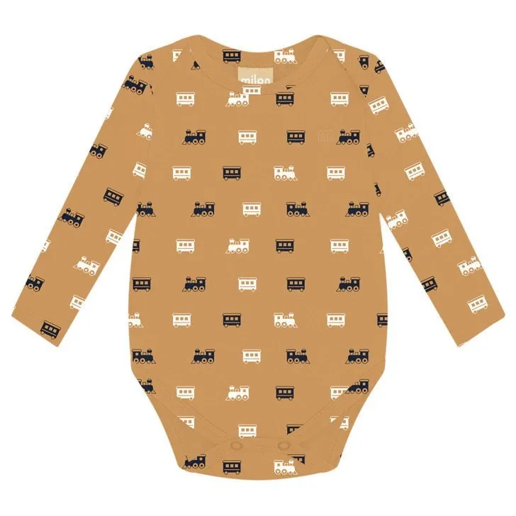 Body Bebê Menino em Cotton Milon - Caramelo - foto 1