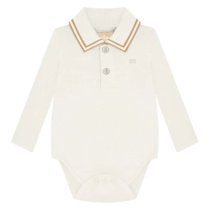 Body Polo Bebê Menino Liso Milon - Off white - foto 1