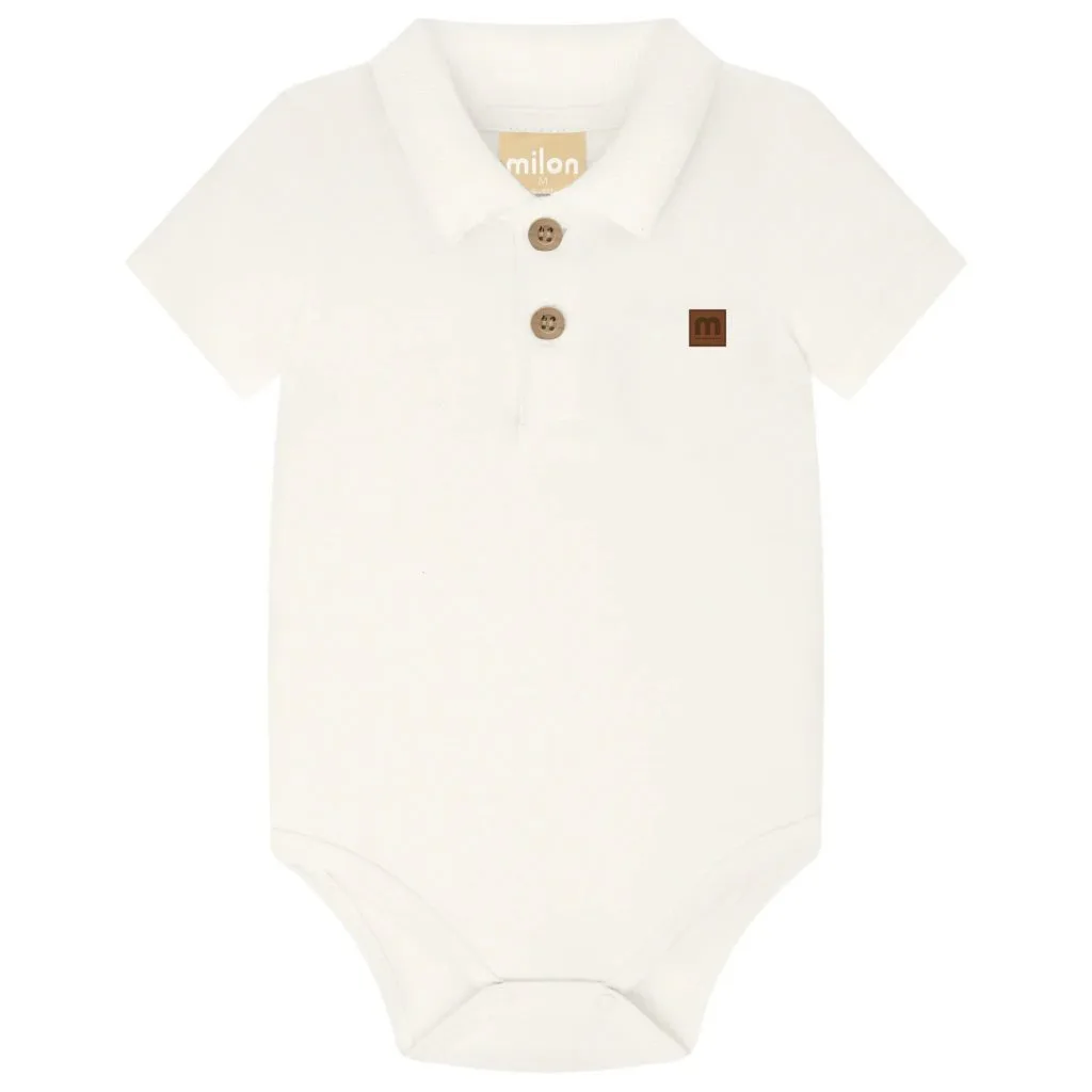 Body Polo Bebê Menino Liso Milon Maga curta - Off white - foto 1