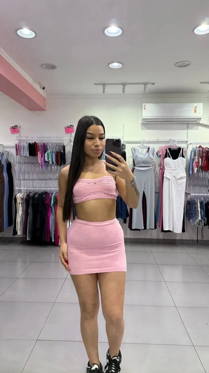 Conjunto Com Top Rosa e Saia Luxxo - foto 1