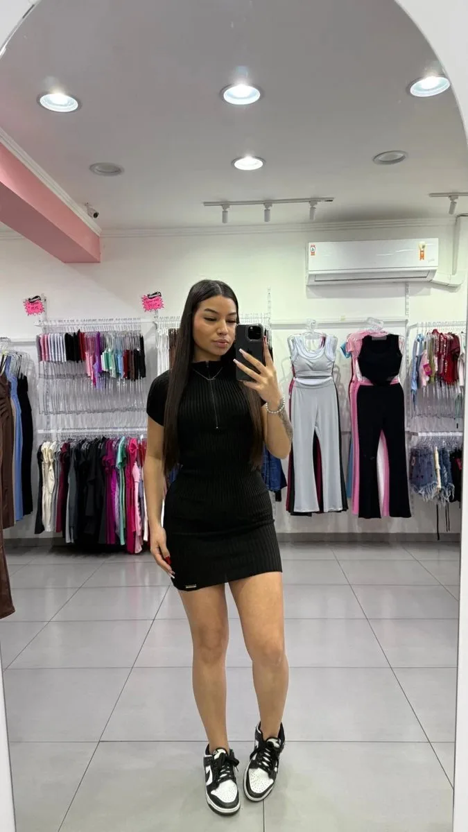 Vestido Modal Amélie Com Ziper Preto - foto 1