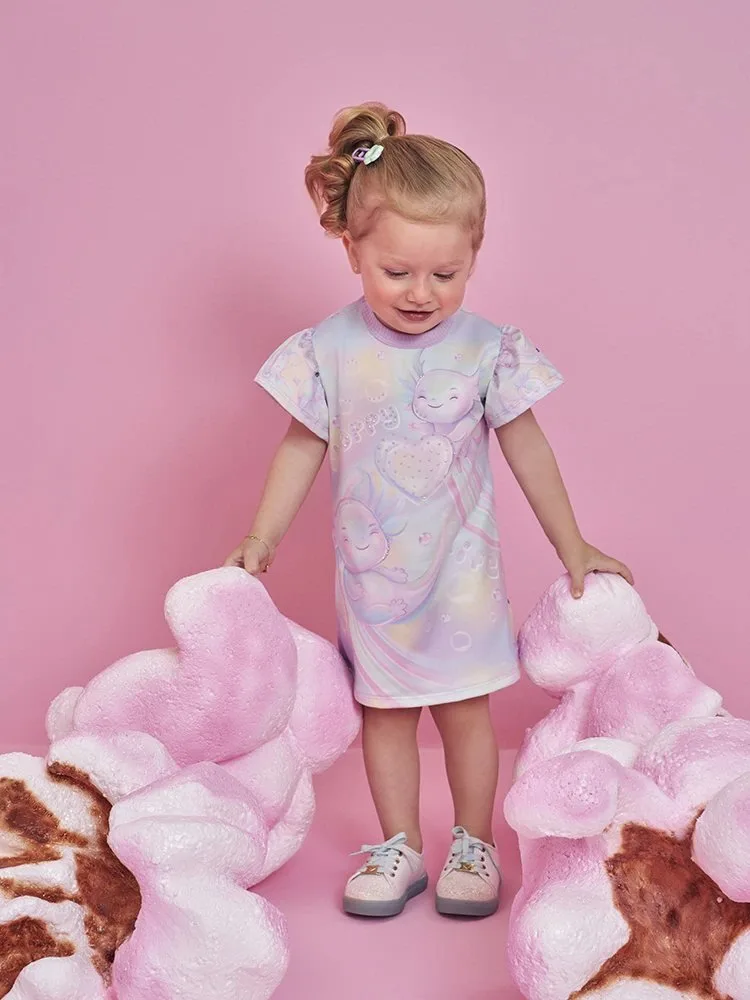 Vestido Bebê Menina Sara Salamandra - Vestido Infantil em Suplex com Brilho Lilas Bruma - foto 1