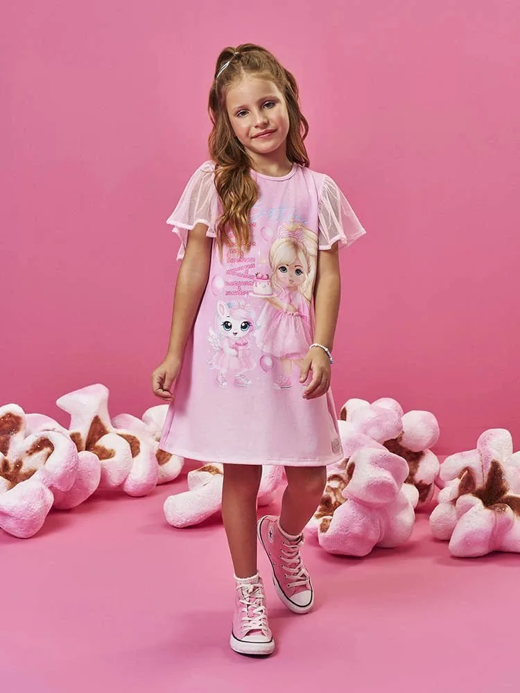 Vestido Infantil Cinti Verão Rosa Happy Birthday - foto 1