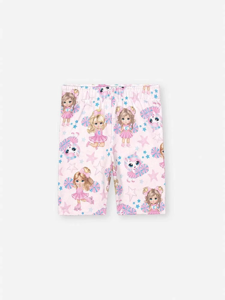 Conjunto Infantil Menina Cheerleader com Bermuda Ciclista Estampada Natural/Rs Confete - foto 4