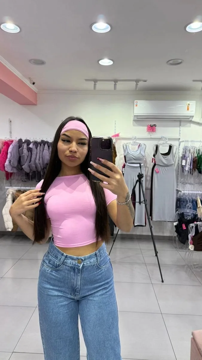 Cropped Com Faixa Jolie Rosa - foto 1