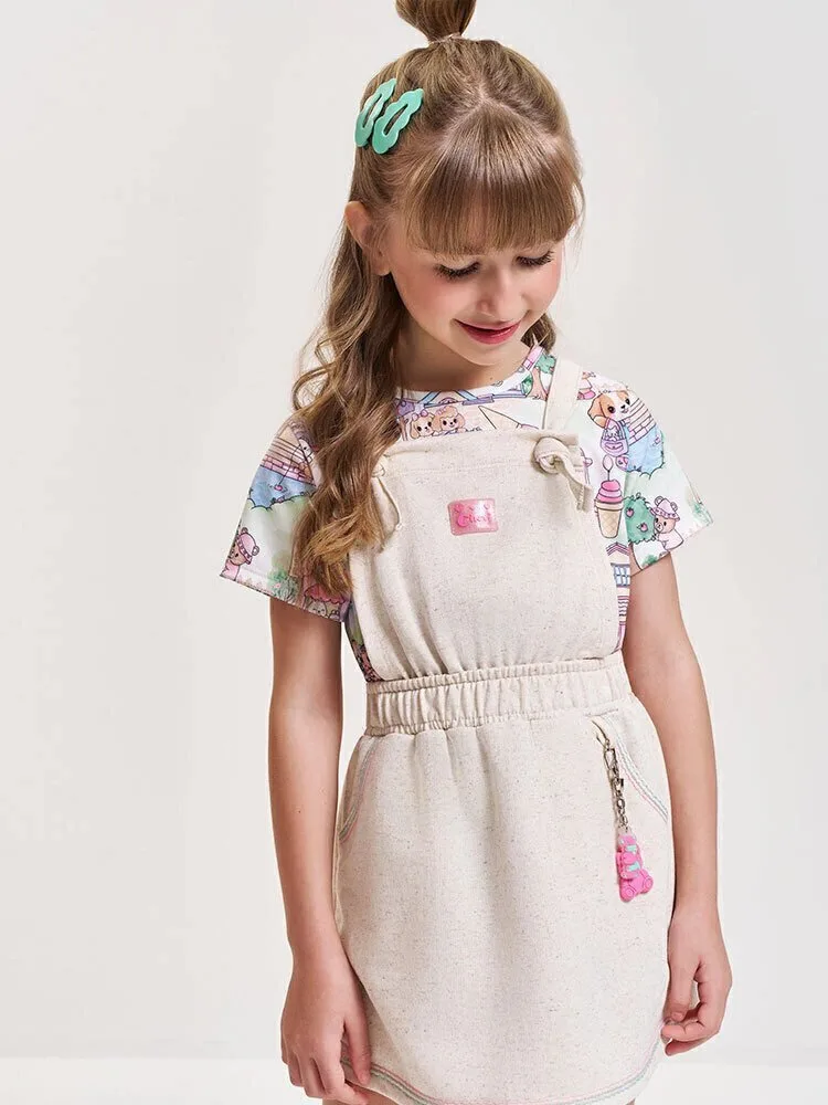 Conjunto Infantil com Blusa em New Stretch e Salopete em Moletom Linho - foto 1