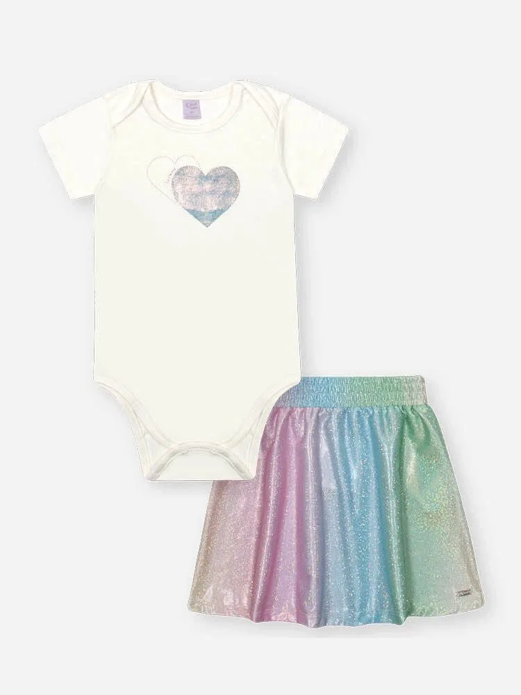 Conjunto Cinti Body Bebê Menina com Saia Holográfica - foto 2