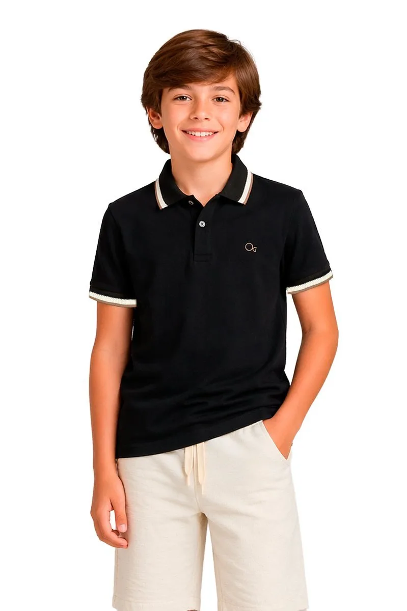 Camiseta Polo Ogochi Infantil Casual Trabalhada - foto 1
