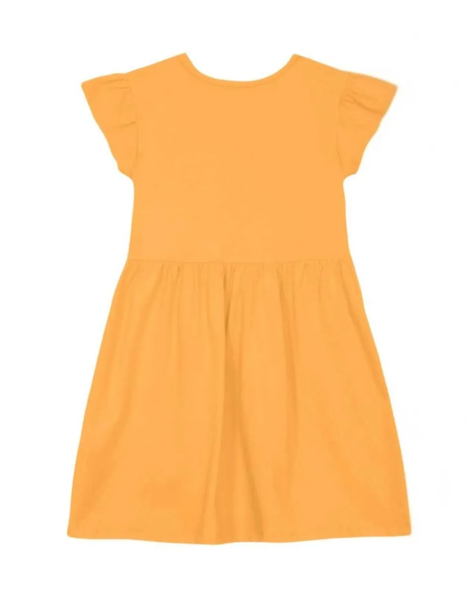 Vestido Infantil Menina em Meia Malha Brandili - Laranja - foto 3