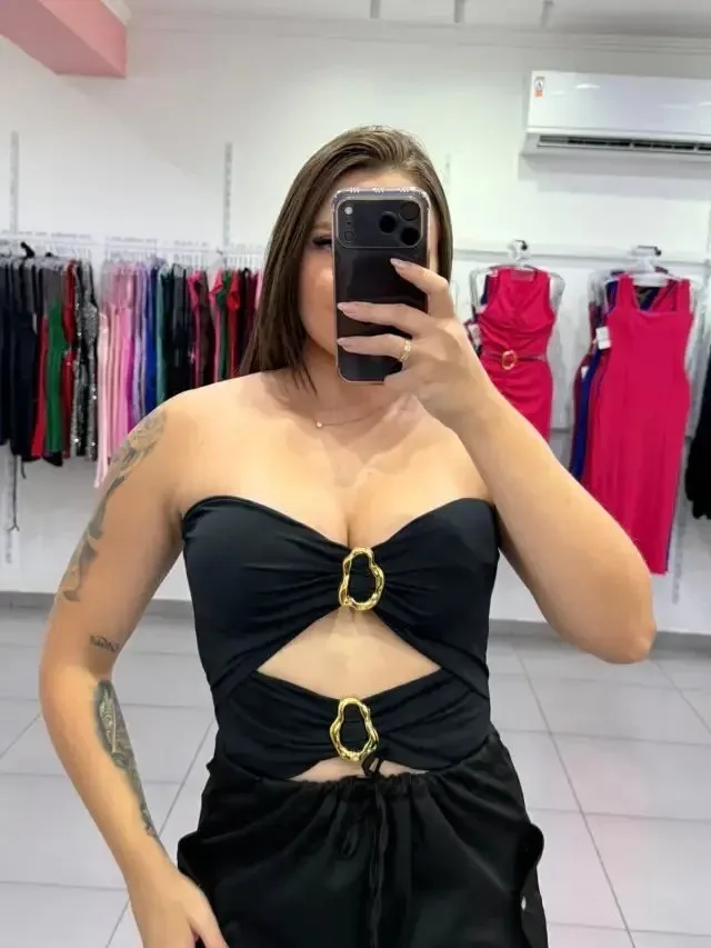 Body Tomara Que Caia Duas Argolas Com Bojo Preto - foto 1