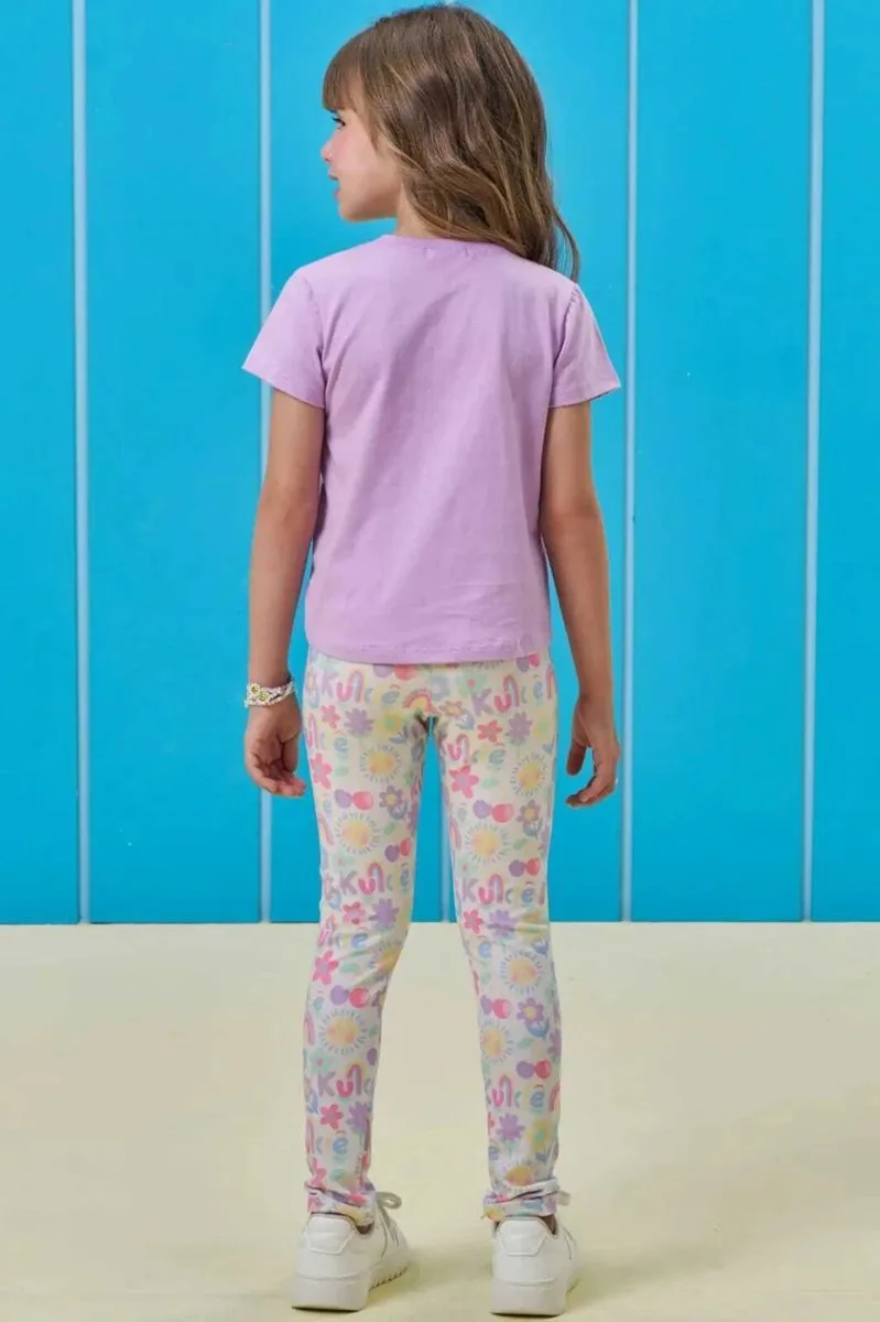 Calça Legging em Molecotton Kukiê Infantil Menina - Lilas - foto 2