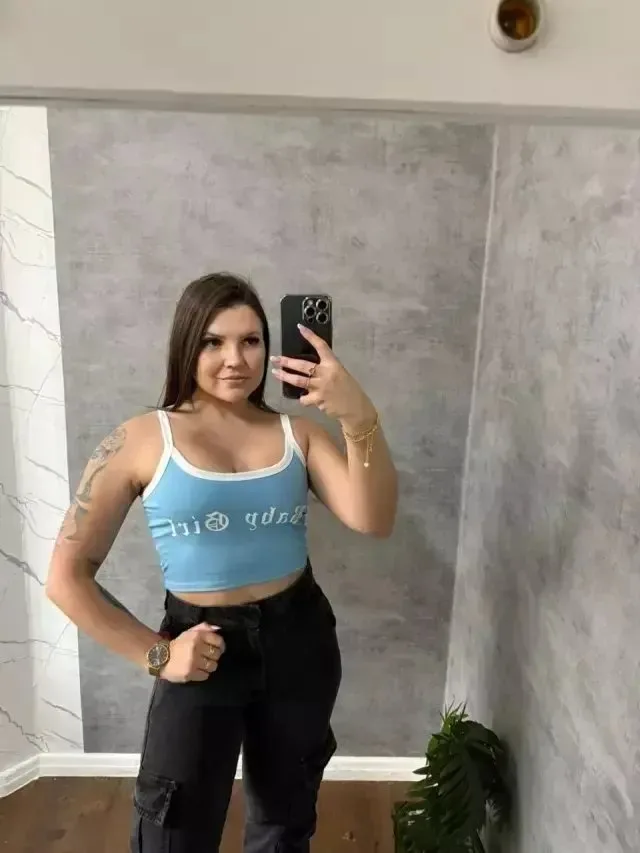 Cropped Canelado Baby Girl Com Alça Fina Bicolor Azul Claro - foto 1