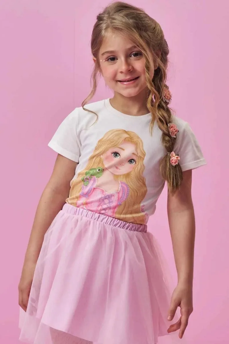 Blusa Meia Malha Kukiê Infantil Menina - Rapunzel - foto 1