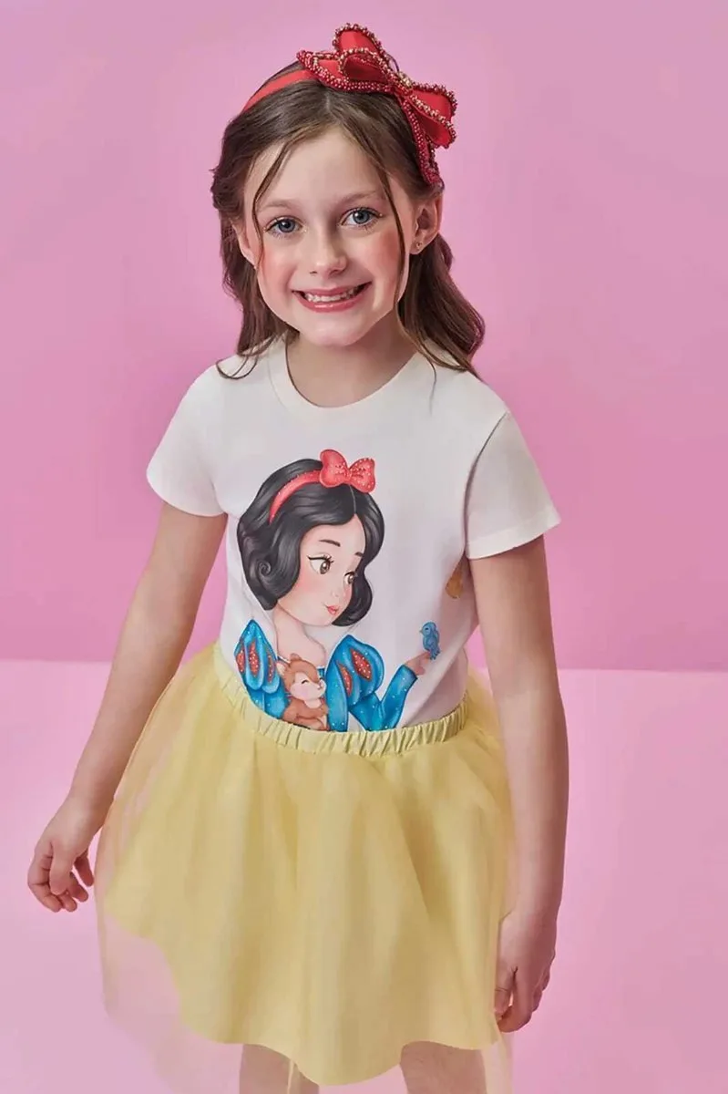 Blusa em Meia Malha Kukiê Infantil Menina - Branca de Neve - foto 1