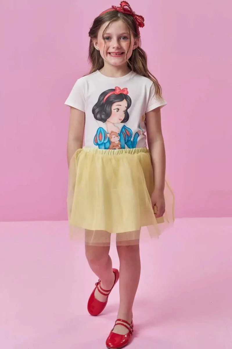Blusa em Meia Malha Kukiê Infantil Menina - Branca de Neve - foto 5