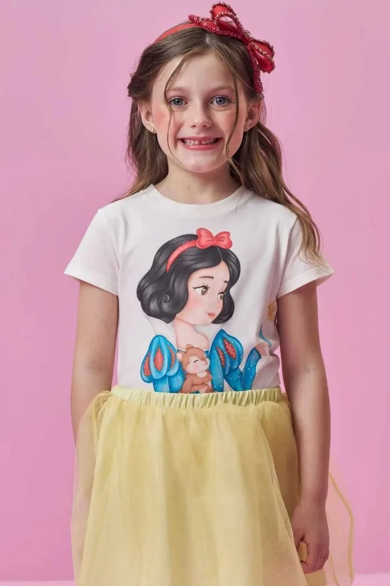 Blusa em Meia Malha Kukiê Infantil Menina - Branca de Neve - foto 6