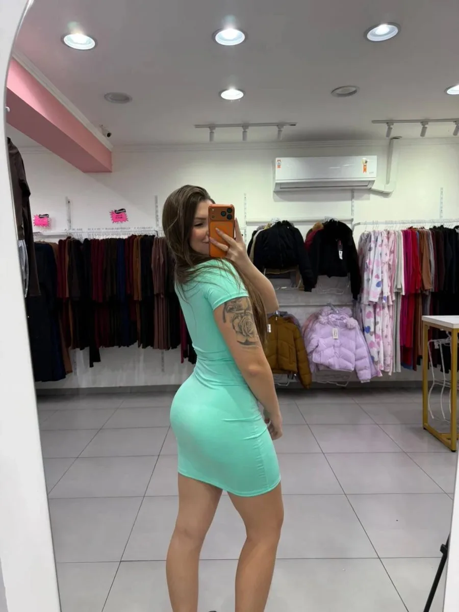 Vestido Suplex Curto Aura Neon Com Gola V e Manga Curta - foto 2