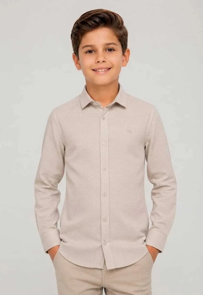 Camisa Ogochi Infantil Manga Longa com Botões - foto 1