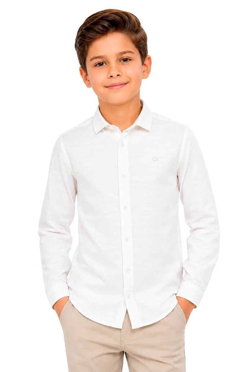 Camisa Ogochi Infantil Manga Longa com Botões - foto 1