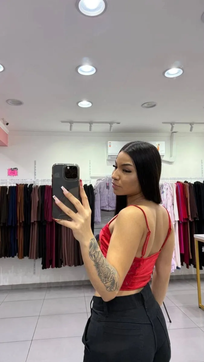 Cropped Corset Renda Vermelho - foto 2